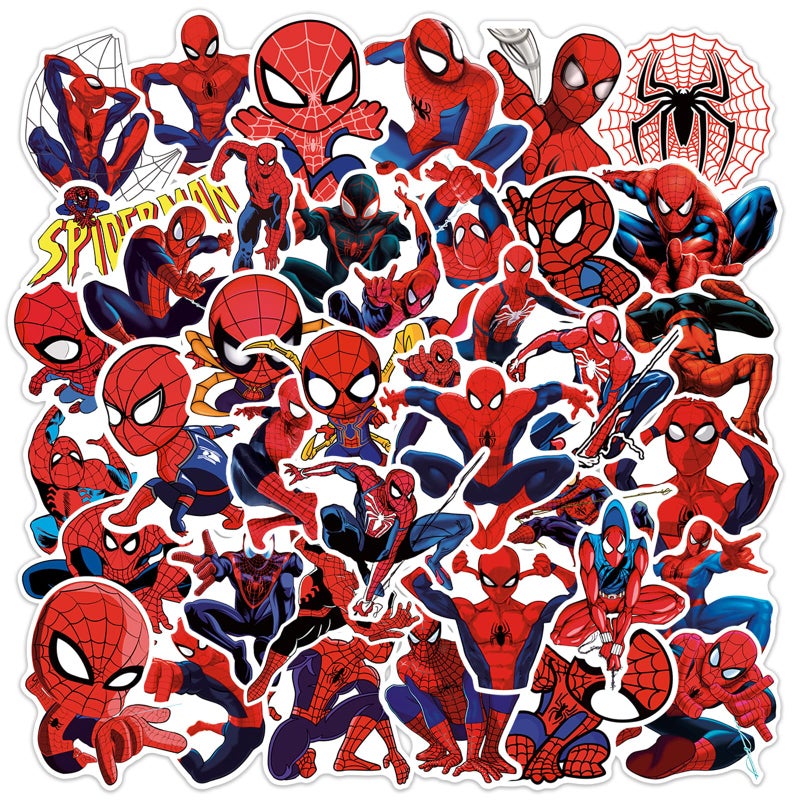 YONGAI 50Pcs Spiderman Sticker for Kids, Cool Superhero Cartoon Waterproof Vinyl Decal for Teen Girl Water Bottle Skateboard Notebook Phone Guitar Bike (Spider) - Image 2